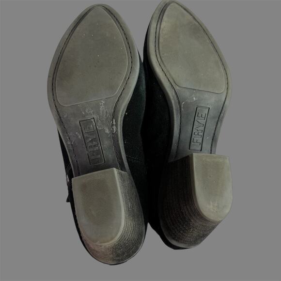 Frye Women's 8M Double Zip Slip on Black Suede Leather Ankle Heeled Booties - Picture 8 of 9